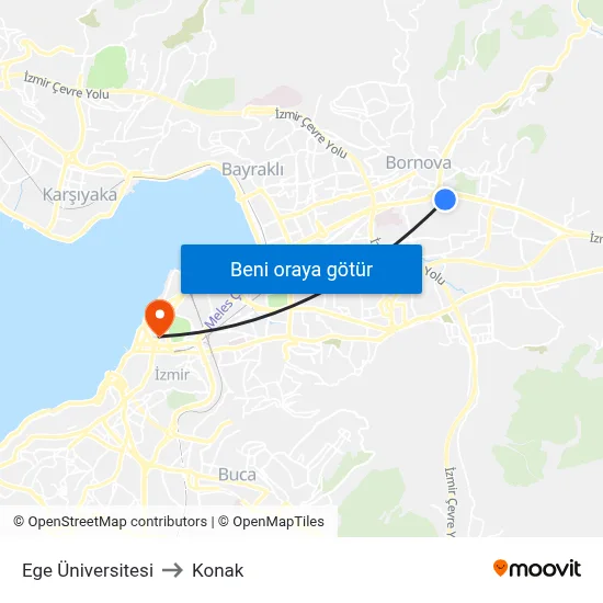Ege Üniversitesi to Konak map
