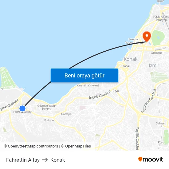 Fahrettin Altay to Konak map