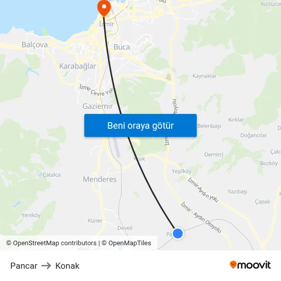 Pancar to Konak map