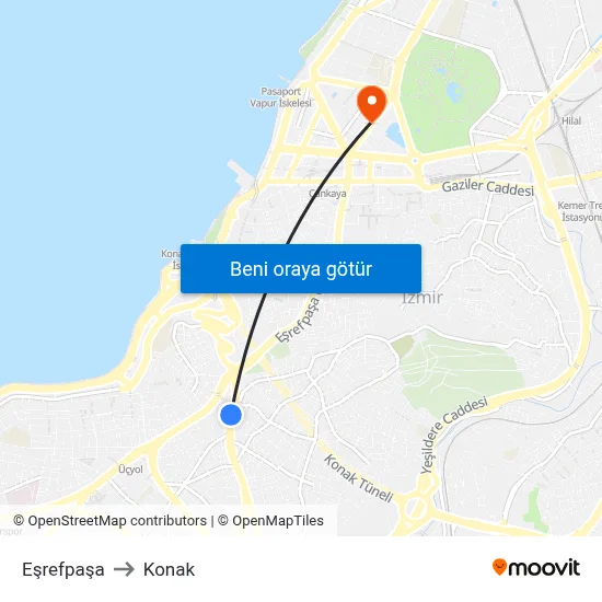 Eşrefpaşa to Konak map