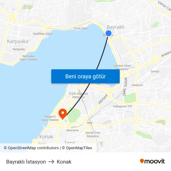 Bayraklı İstasyon to Konak map