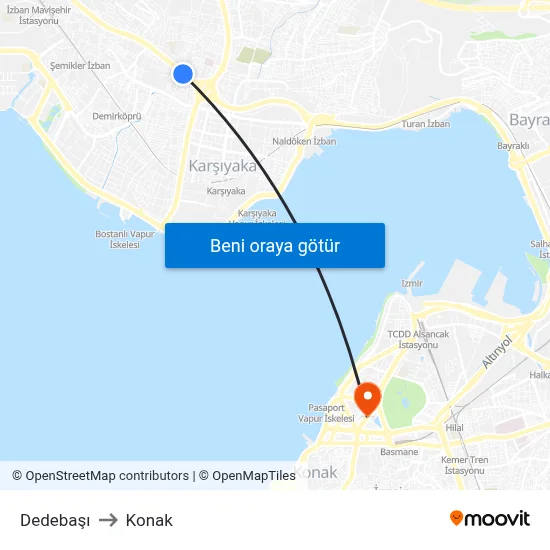 Dedebaşı to Konak map