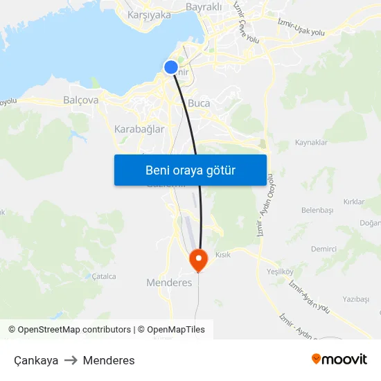 Çankaya to Menderes map