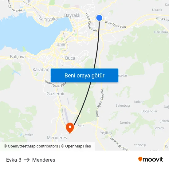 Evka-3 to Menderes map