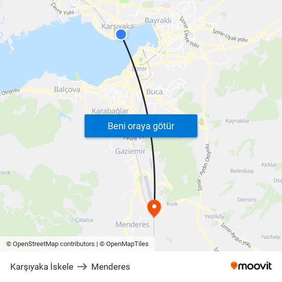 Karşıyaka İskele to Menderes map