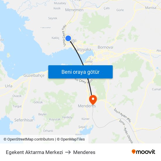 Egekent Aktarma Merkezi to Menderes map