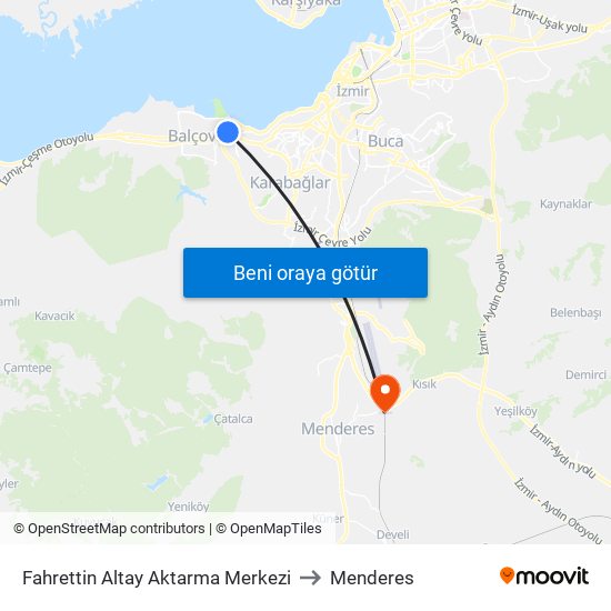 Fahrettin Altay Aktarma Merkezi to Menderes map