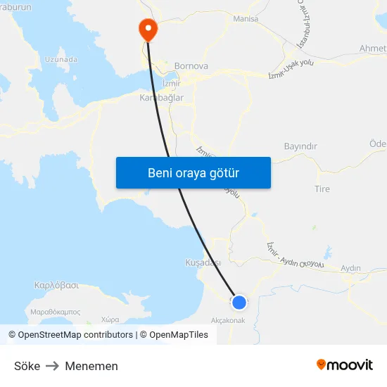 Söke to Menemen map