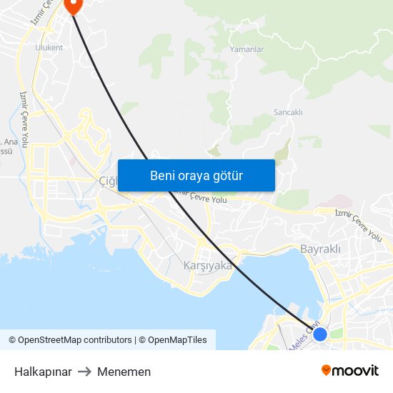 Halkapınar to Menemen map
