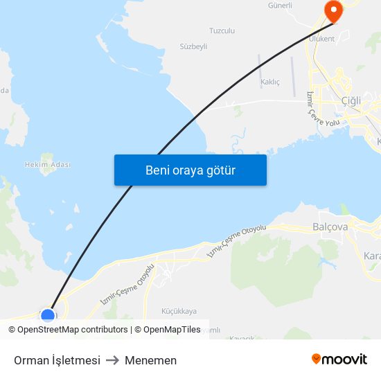 Orman İşletmesi to Menemen map