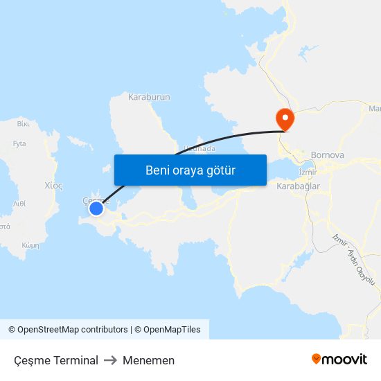 Çeşme Terminal to Menemen map