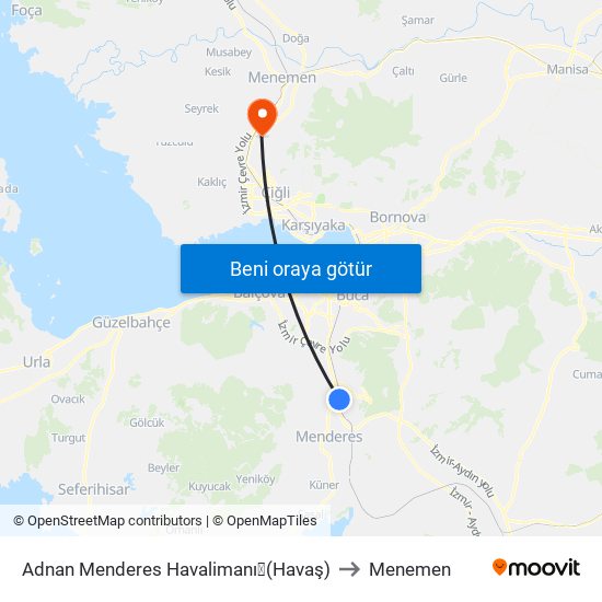 Adnan Menderes Havalimanı✈(Havaş) to Menemen map