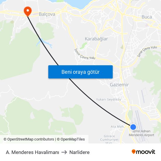 A. Menderes Havalimanı to Narlidere map