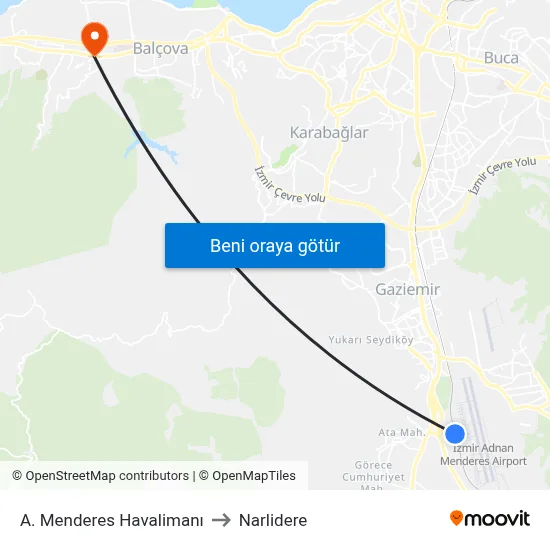 A. Menderes Havalimanı to Narlidere map