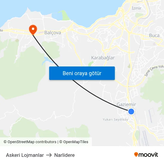Askeri Lojmanlar to Narlidere map