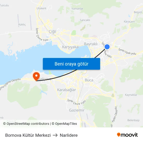 Bornova Kültür Merkezi to Narlidere map