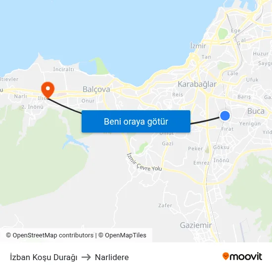 İzban Koşu Durağı to Narlidere map