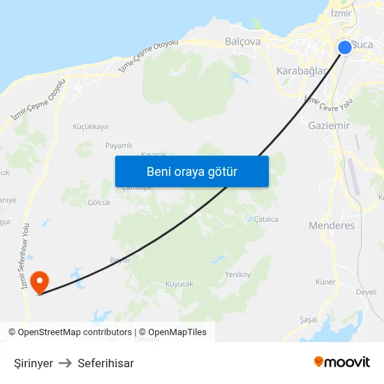 Şirinyer to Seferihisar map