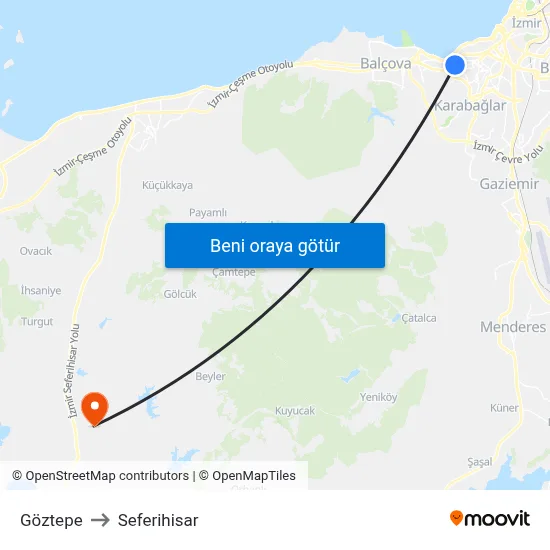 Göztepe to Seferihisar map