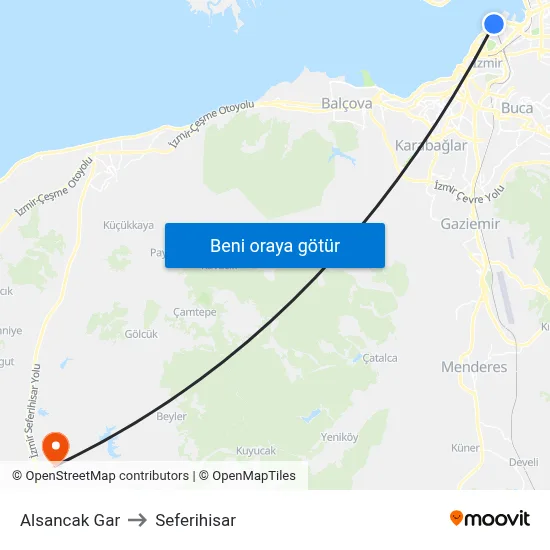 Alsancak Gar to Seferihisar map