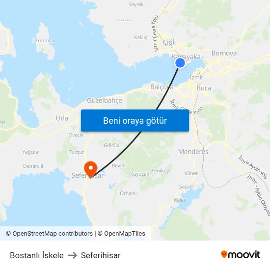 Bostanlı İskele to Seferihisar map