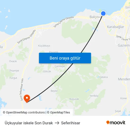 Üçkuyular iskele Son Durak to Seferihisar map