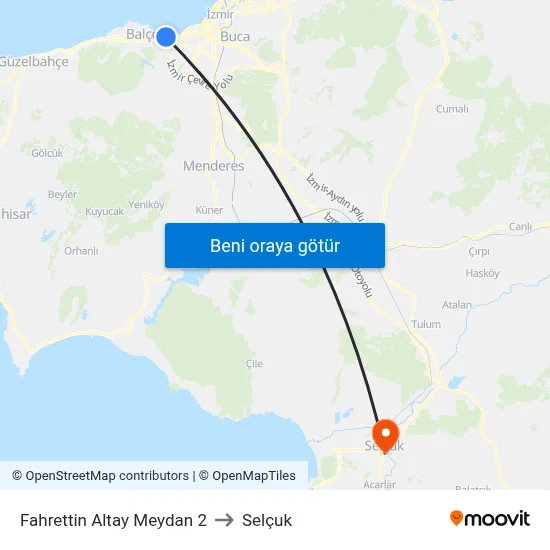 Fahrettin Altay Meydan 2 to Selçuk map