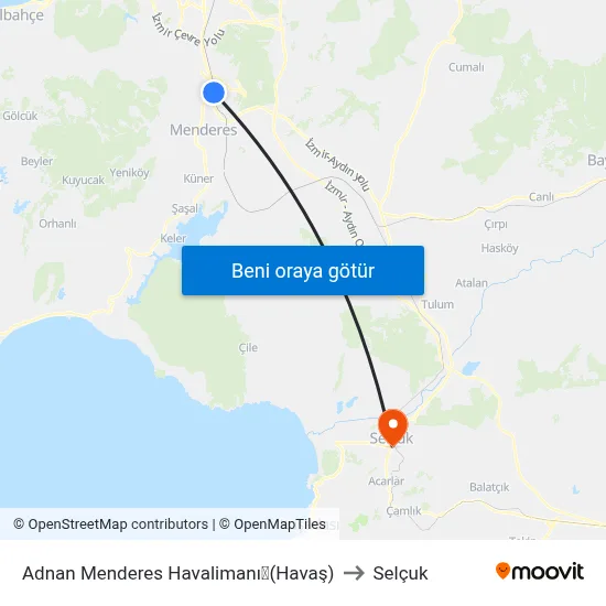 Adnan Menderes Havalimanı✈(Havaş) to Selçuk map