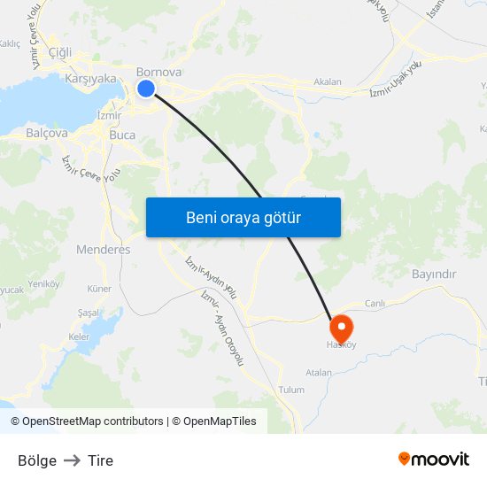 Bölge to Tire map
