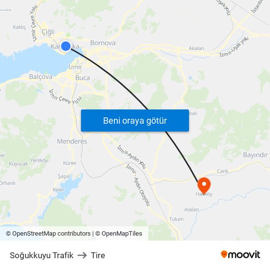 Soğukkuyu Trafik to Tire map