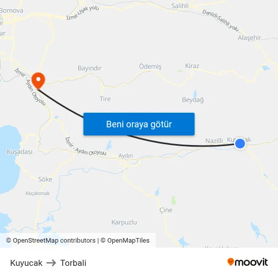 Kuyucak to Torbali map