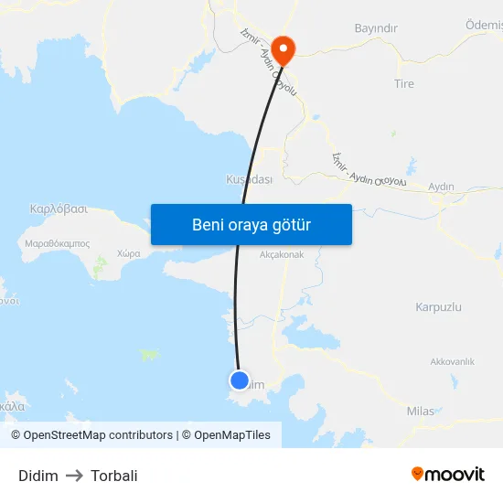 Didim to Torbali map