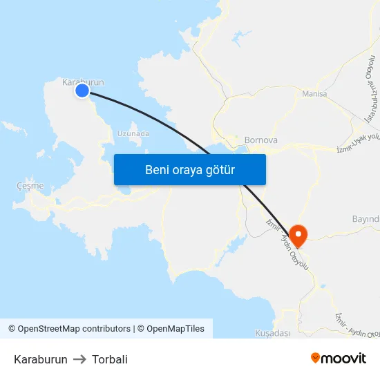 Karaburun to Torbali map