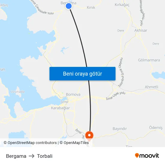 Bergama to Torbali map