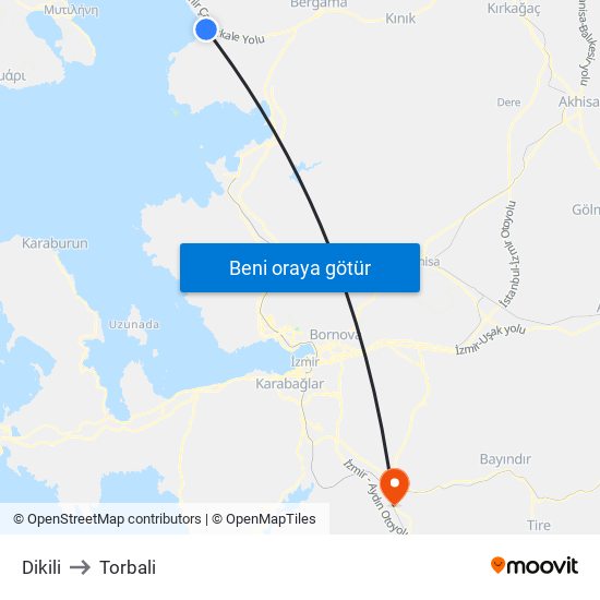 Dikili to Torbali map