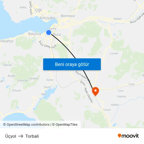 Üçyol to Torbali map