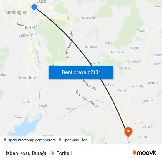 İzban Koşu Durağı to Torbali map