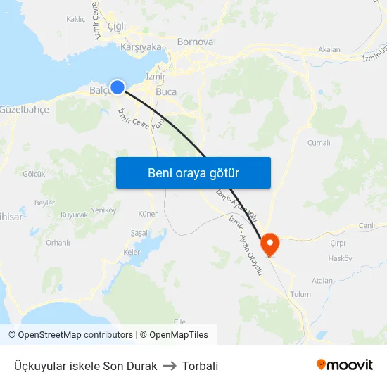 Üçkuyular iskele Son Durak to Torbali map