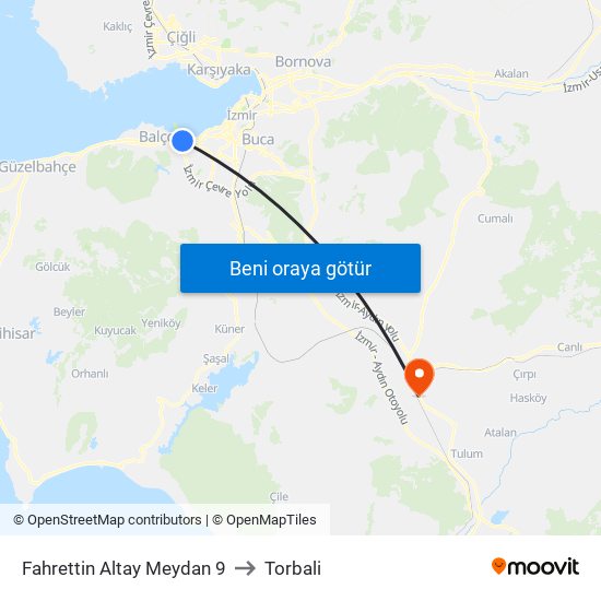Fahrettin Altay Meydan 9 to Torbali map