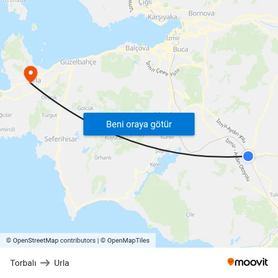 Torbalı to Urla map