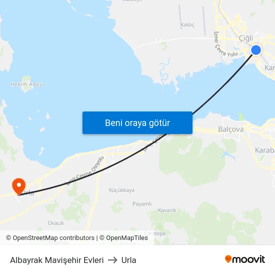 Albayrak Mavişehir Evleri to Urla map