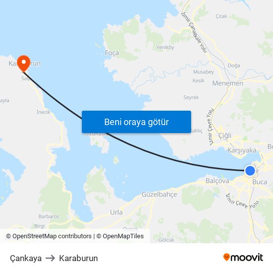Çankaya to Karaburun map