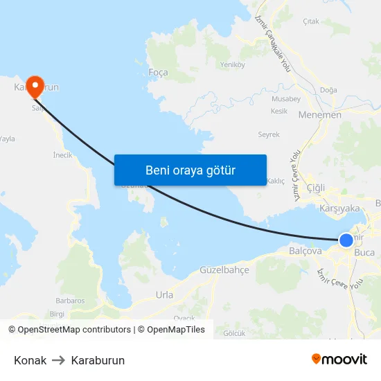 Konak to Karaburun map