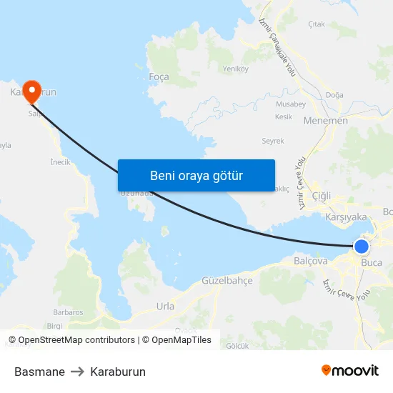 Basmane to Karaburun map
