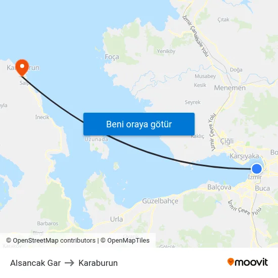 Alsancak Gar to Karaburun map