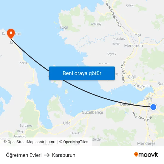 Öğretmen Evleri to Karaburun map