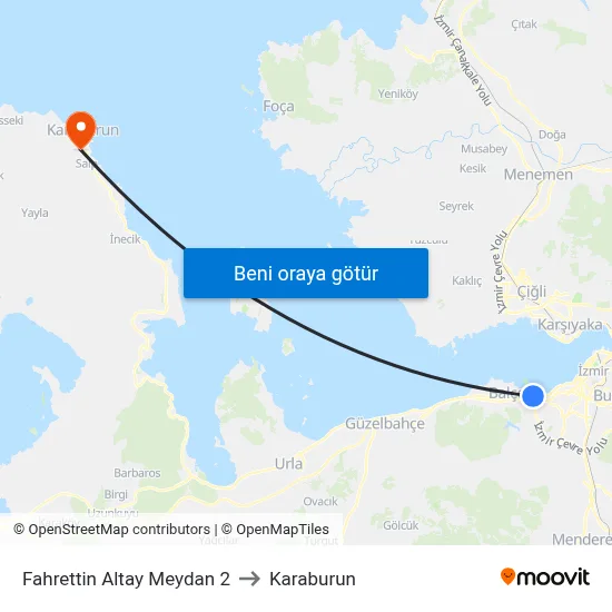 Fahrettin Altay Meydan 2 to Karaburun map