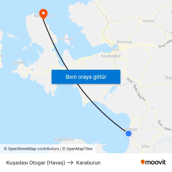 Kuşadası Otogar (Havaş) to Karaburun map