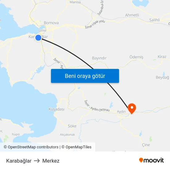 Karabağlar to Merkez map