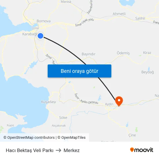 Hacı Bektaş Veli Parkı to Merkez map